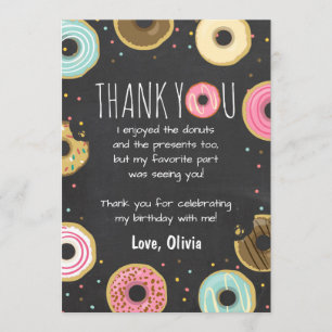 Doughnut Birthday Thank You Card Pink Girl Doughnu