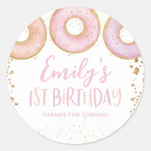 Doughnut Birthday Thank You Stickers 1st Birthday