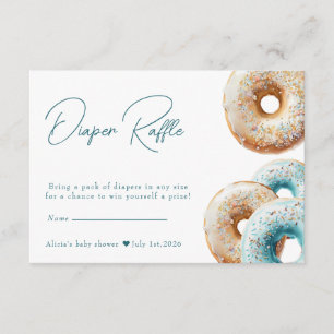 Doughnut   Blue Gingham Boy Baby Shower Diaper Raf Enclosure Card