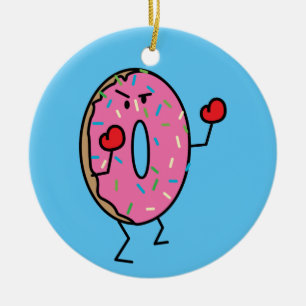 Doughnut Boxer Fighter dessert fried dough sugar Ceramic Ornament