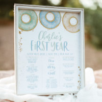 Doughnut Boys 1st Birthday Milestone Poster Sign B