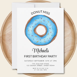 Doughnut Boy's First Birthday Party Invitation