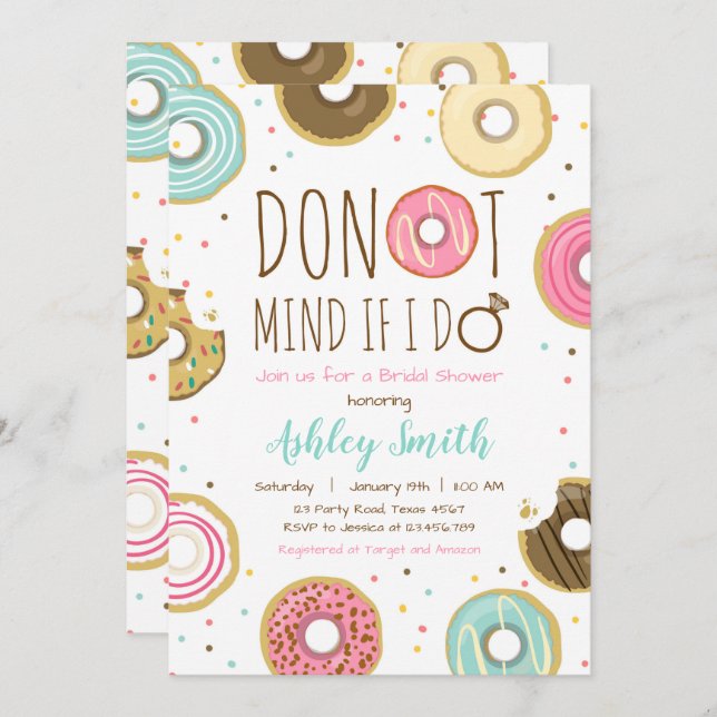 Doughnut Bridal Shower Invitation Mind If I Do (Front/Back)