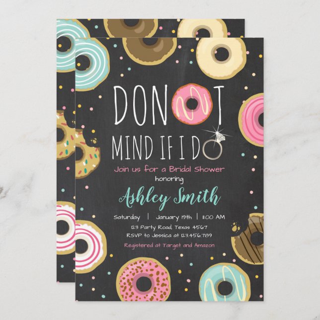 Doughnut Bridal Shower Invitation Mind If I Do (Front/Back)