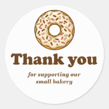 Doughnut Brown Bakery Thank You Sticker