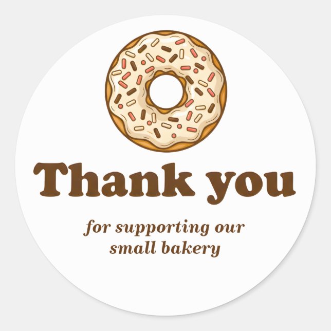 Doughnut Brown Bakery Thank You Sticker (Front)