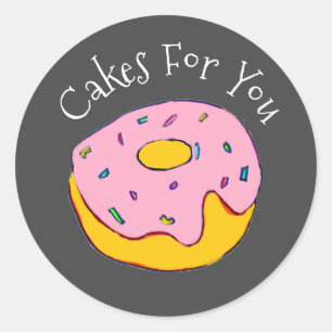 Doughnut cakes design Gift business branding Classic Round Sticker
