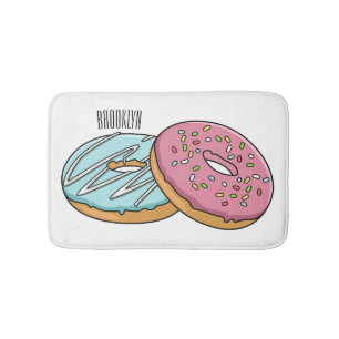 Doughnut cartoon illustration  bath mat