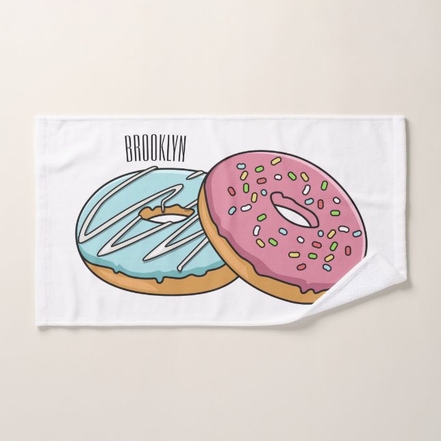 Doughnut cartoon illustration  bath towel set (Hand Towel)