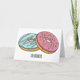 Doughnut cartoon illustration card