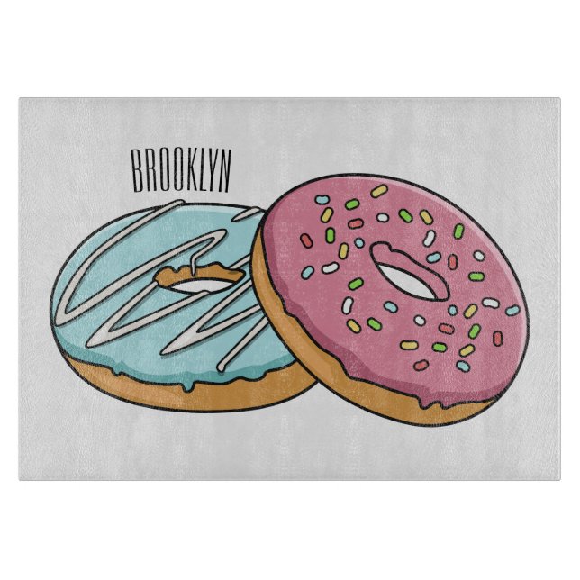 Doughnut cartoon illustration cutting board (Front)