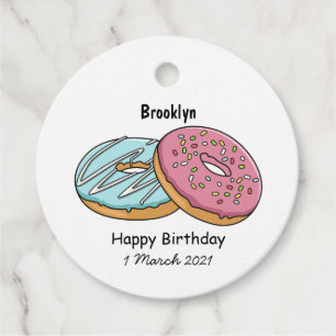 Doughnut cartoon illustration favour tags