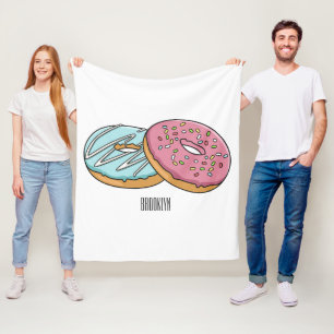 Doughnut cartoon illustration fleece blanket
