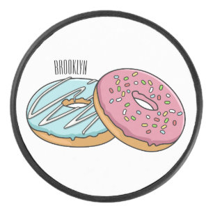 Doughnut cartoon illustration  hockey puck