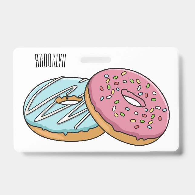 Doughnut cartoon illustration ID badge (Front)