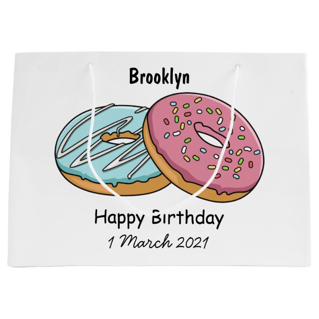 Doughnut cartoon illustration  large gift bag (Front)