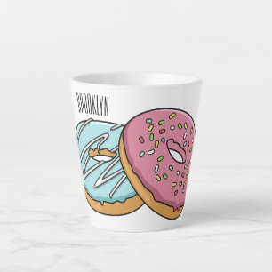 Doughnut cartoon illustration latte mug