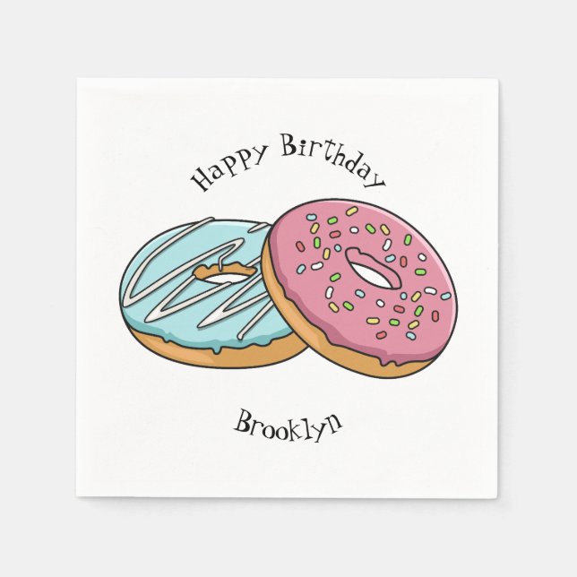 Doughnut cartoon illustration napkin (Front)