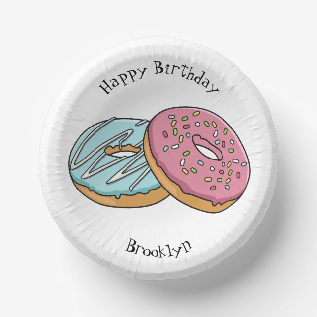 Doughnut cartoon illustration paper plate (Front)
