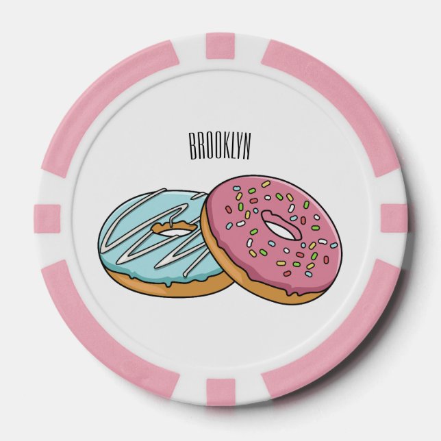 Doughnut cartoon illustration poker chips (Front)