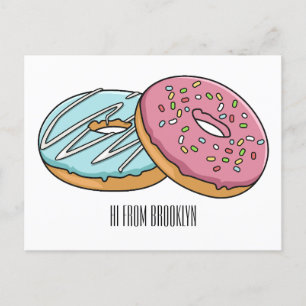 Doughnut cartoon illustration postcard