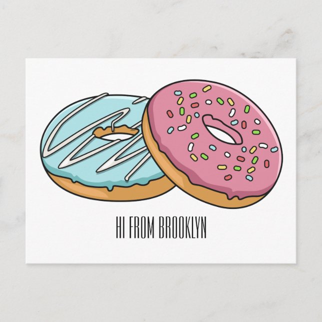 Doughnut cartoon illustration postcard (Front)