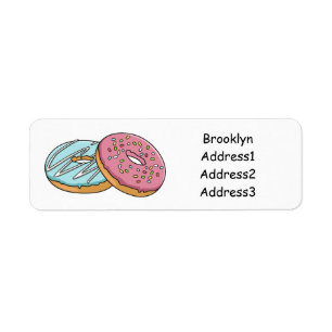 Doughnut cartoon illustration return address label
