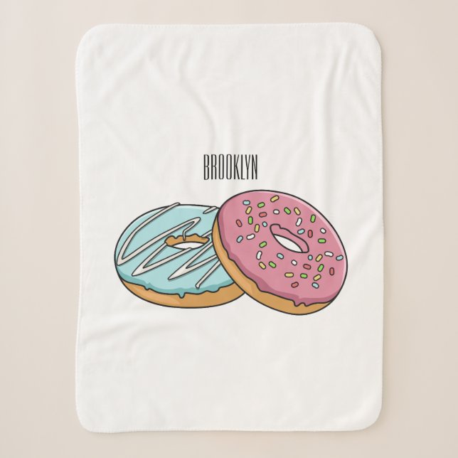 Doughnut cartoon illustration sherpa blanket (Front)