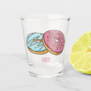 Doughnut cartoon illustration shot glass