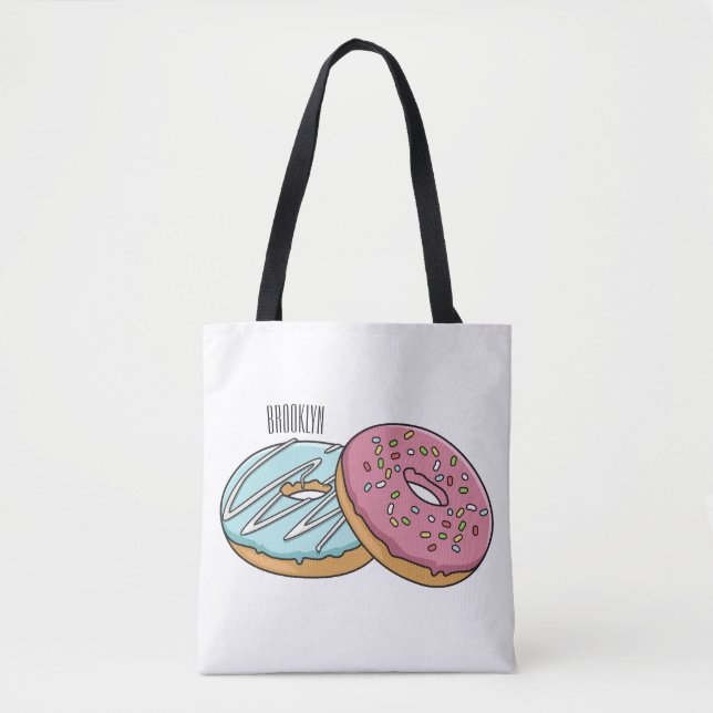 Doughnut cartoon illustration tote bag (Front)
