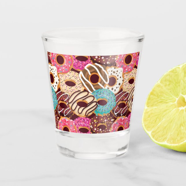 Doughnut, chocolate doughnut & chocolate to snack  shot glass (Front)