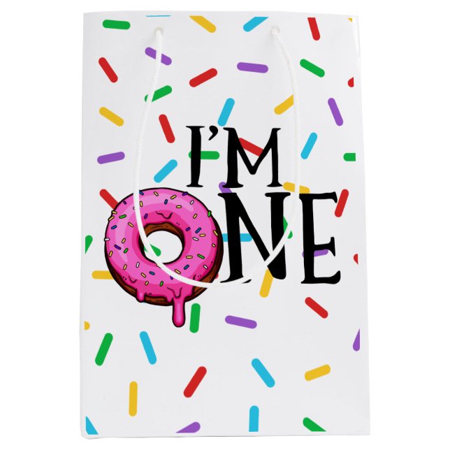 Doughnut Colourful I'm One 1st Birthday   Medium Gift Bag (Front)