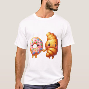 Doughnut & Croissant   Whimsical Friendship Sticke T-Shirt