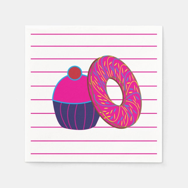 Doughnut Cupcake Party Napkin (Front)