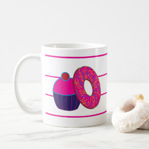 Doughnut Cupcake Pink Stripe Coffee Mug