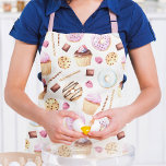 Doughnut Cupcake Watercolor Sweet Tasty Girly Patt Apron<br><div class="desc">This modern design features tasty watercolor doughnuts with your personalised name #kitchen #baking #cooking #gift #gifts #doughnuts #doughnut #cupcake #cupcakes #sweet #tasty #apron #aprons #giftsforher #personalised #personalizedgifts</div>