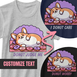 Doughnut Cute Corgi Custom Text T-Shirt