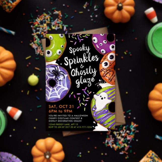 Doughnut Decorating Halloween Party Customisable Invitation (Creator Uploaded)