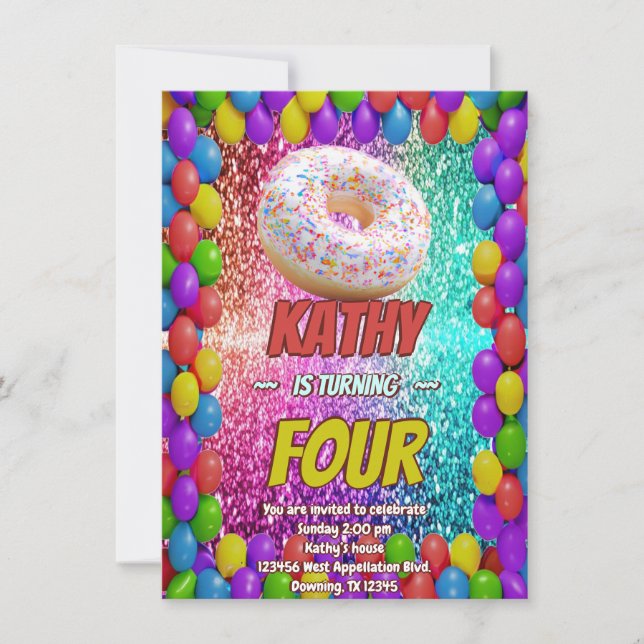 Doughnut Desert Sweet Tooth Delicious birthday inv Invitation (Front)
