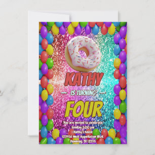 Doughnut Desert Sweet Tooth Delicious birthday inv Invitation