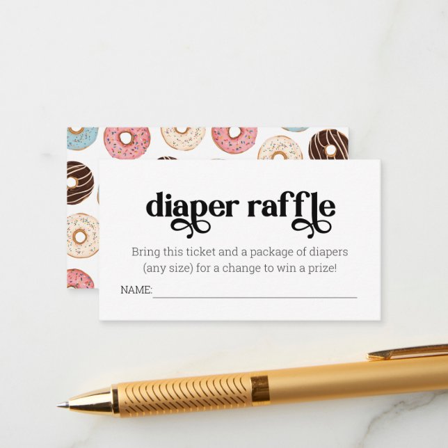 Doughnut Diaper Raffle Ticket Enclosure Card (Front/Back In Situ)