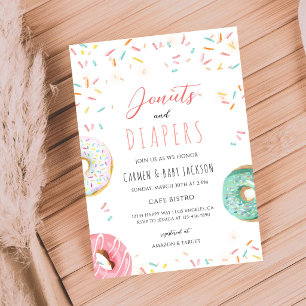 Doughnut Diapers Coed Baby Shower Sprinkle Invitation