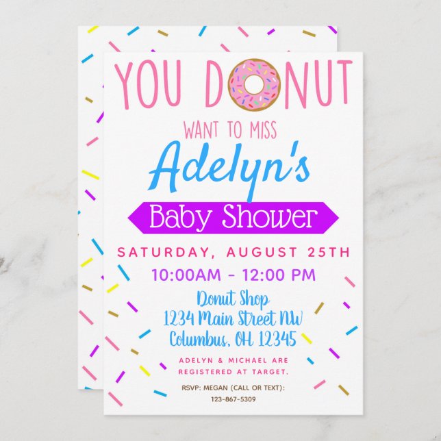 Doughnut, Doughnut Baby Shower Invite (Front/Back)