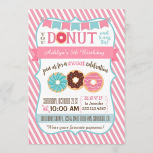 Doughnut Doughnut Birthday Party Invitation Pink G