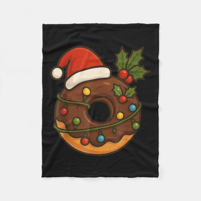 Doughnut Doughnut Merry Xmas Santa Hat Christmas B Fleece Blanket (Front)