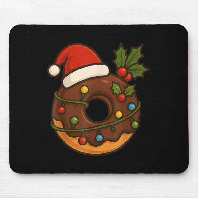 Doughnut Doughnut Merry Xmas Santa Hat Christmas B Mouse Pad (Front)