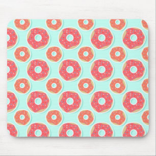 Doughnut Doughnut Pattern, Pink and Blue Mouse Pad