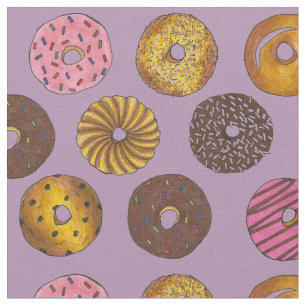 Doughnut Doughnuts Purple Breakfast Junk Food Past Fabric
