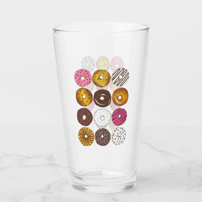 Doughnut Dozen Breakfast Food Pastries Doughnuts Glass (Back)
