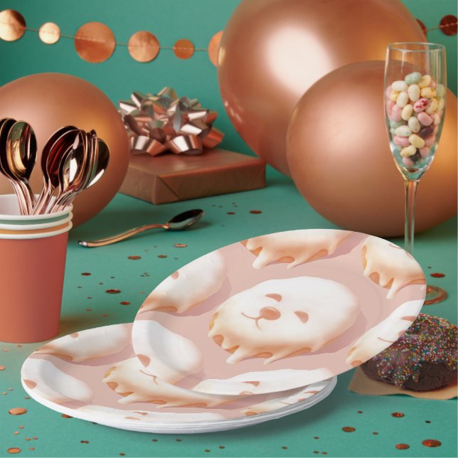 Doughnut Dream: Glazed Smile Pup Repeat Pattern Paper Plate (Multi)